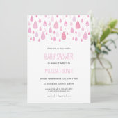 Pretty Pink Raindrops Couples Baby Shower 招待状 (スタンド正面)