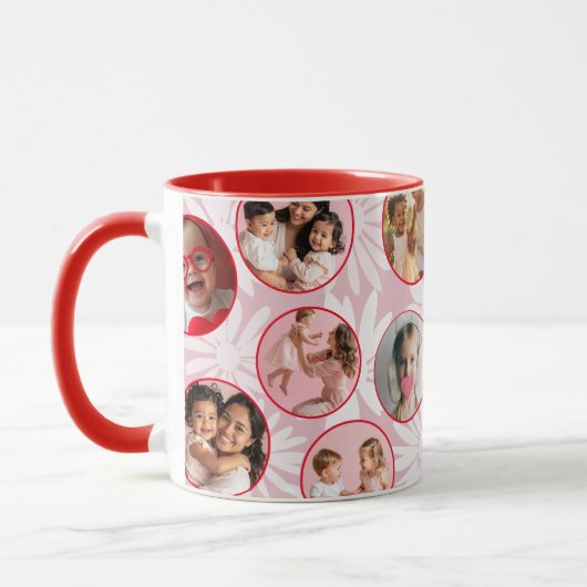 Pretty pink & Red Floral Photo Mug マグカップ (左)