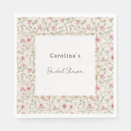Pretty Pink Romantic Floral Bridal Shower スタンダードランチョンナプキン