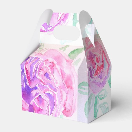 Pretty Pink Roseの花のウェディングケーキお土産ボックス フェイバーボックス (裏面サイド)