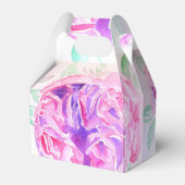Pretty Pink Roseの花のウェディングケーキお土産ボックス フェイバーボックス (正面サイド)