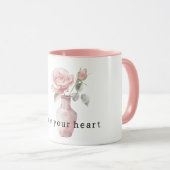 Pretty Pink Rose Flowers in Vase マグカップ (正面右)