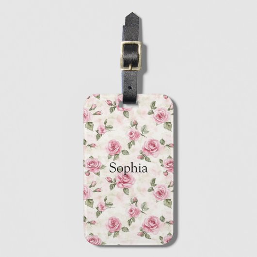 Pretty Pink Roses ラゲッジタグ (正面縦)