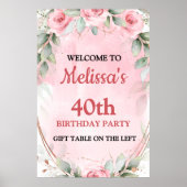 Pretty Pink Roses Birthday ポスター (正面)