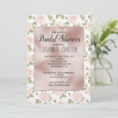 Pretty Pink Roses Blush Pink Glam Bridal Shower 招待状 (スタンド正面)