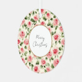 Pretty Pink Roses Christmas メタルオーナメント (正面左)