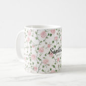 Pretty Pink Roses Floral   コーヒーマグカップ (正面左)