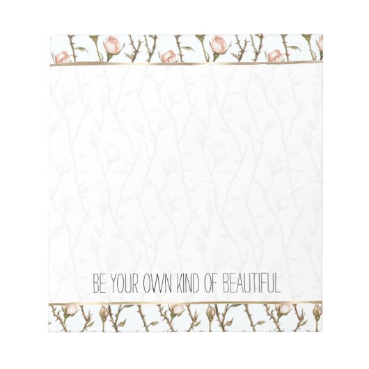 Pretty Pink Roses Floral ノートパッド (正面)