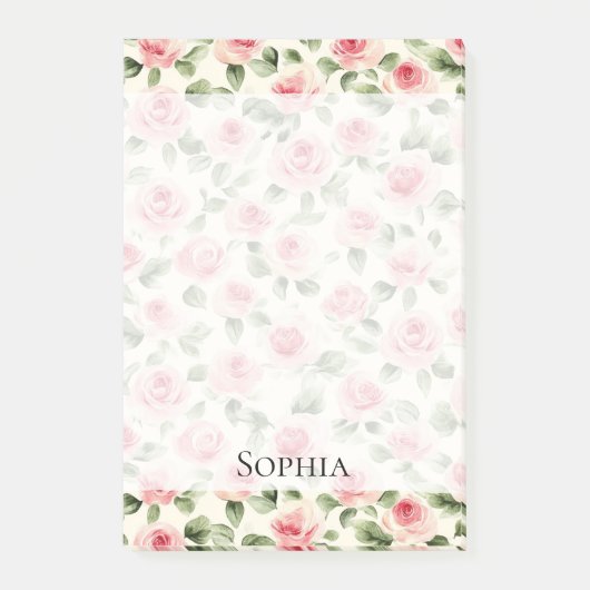 Pretty Pink Roses Floral ポストイット (正面)