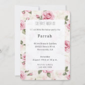 Pretty Pink Roses Floral Birthday   招待状 (正面)