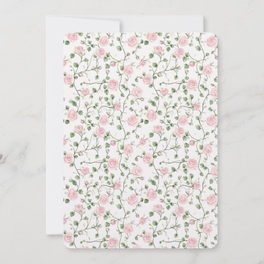 Pretty Pink Roses Floral Birthday 招待状 (裏面)