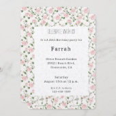 Pretty Pink Roses Floral Birthday   招待状 (正面/裏面)