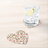 Pretty Pink Roses Floral Bridal Shower ペーパーコースター (インサイチュ)