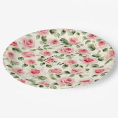 Pretty Pink Roses Floral Bridal Shower ペーパープレート (アングル)