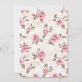 Pretty Pink Roses Floral Bridal Shower 招待状 (裏面)