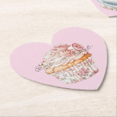Pretty Pink Roses Floral Cupcake Bridal Shower ペーパーコースター (アングル)
