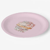 Pretty Pink Roses Floral Cupcake Bridal Shower ペーパープレート (アングル)