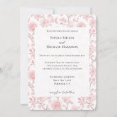 Pretty Pink Roses Floral Wedding 招待状 (正面)