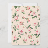 Pretty Pink Roses Floral Wedding 招待状 (裏面)