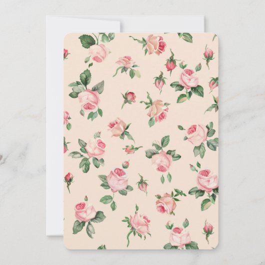 Pretty Pink Roses Floral Wedding 招待状 (裏面)