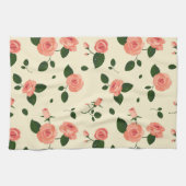Pretty Pink Roses Pastel Pink Pattern キッチンタオル (横)