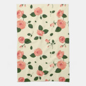 Pretty Pink Roses Pastel Pink Pattern キッチンタオル (縦)