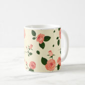 Pretty Pink Roses Pastel Pink Pattern コーヒーマグカップ (正面右)