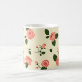 Pretty Pink Roses Pastel Pink Pattern コーヒーマグカップ (中央)
