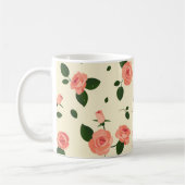 Pretty Pink Roses Pastel Pink Pattern コーヒーマグカップ (左)