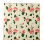 Pretty Pink Roses Pastel Pink Pattern タイル (正面)