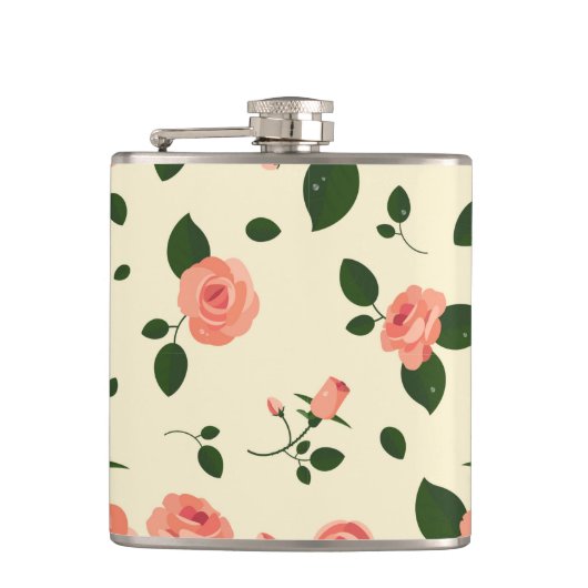 Pretty Pink Roses Pastel Pink Pattern フラスク (正面)