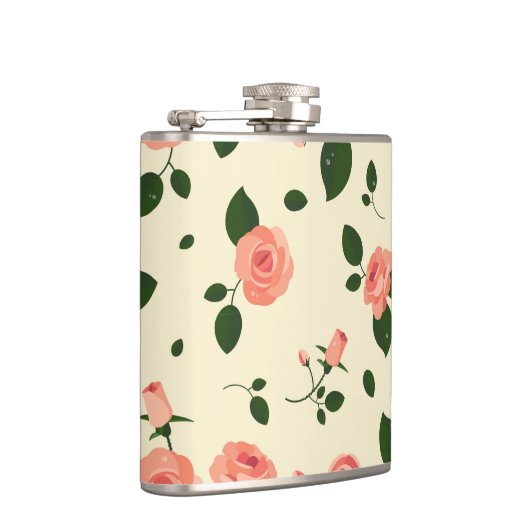 Pretty Pink Roses Pastel Pink Pattern フラスク (右)