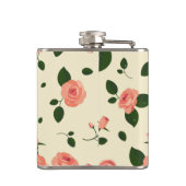 Pretty Pink Roses Pastel Pink Pattern フラスク (裏面)