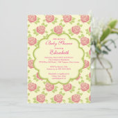 Pretty Pink Roses Spring Baby Shower Invitation 招待状 (スタンド正面)