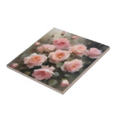Pretty pink roses watercolor painting タイル (側面)