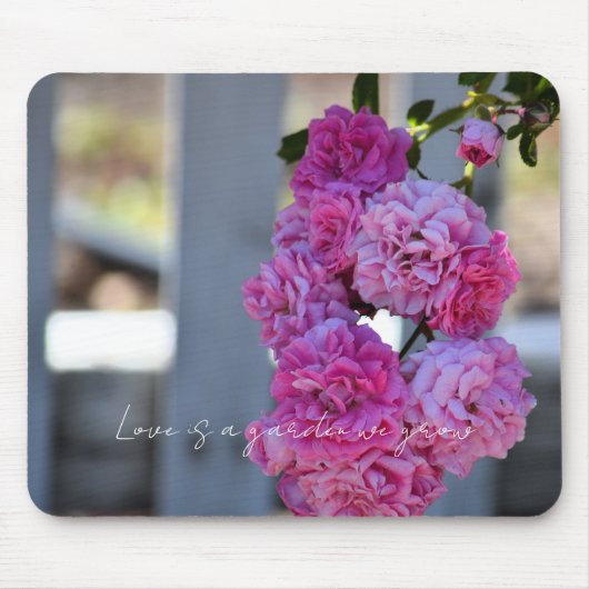 Pretty Pink Roses White Picket Fence Photography   マウスパッド (正面)