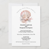 Pretty Pink Seashell and Pearls Wedding 招待状 (正面)