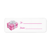 Pretty Pink Silver Bow Gift Christmas ラベル (正面)