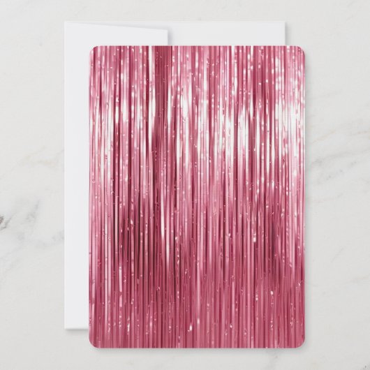 Pretty Pink Tinsel Stripes Bridal Shower 招待状 (裏面)