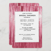 Pretty Pink Tinsel Stripes Bridal Shower 招待状 (正面/裏面)