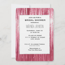 Pretty Pink Tinsel Stripes Bridal Shower 招待状