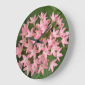 Pretty Pink Tropical Flowers Wall Clock ラージ壁時計 (傾斜)