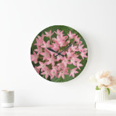 Pretty Pink Tropical Flowers Wall Clock ラージ壁時計 (ホーム)