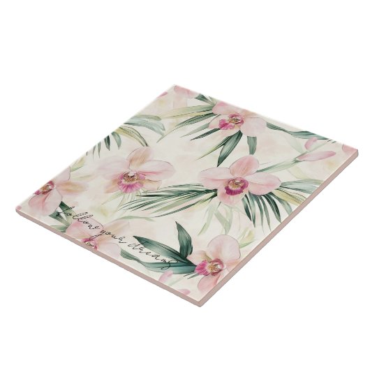 Pretty Pink Tropical Orchid Flowers タイル (側面)