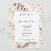 Pretty Pink Tropical Orchid Flowers Bridal Shower 招待状 (正面/裏面)