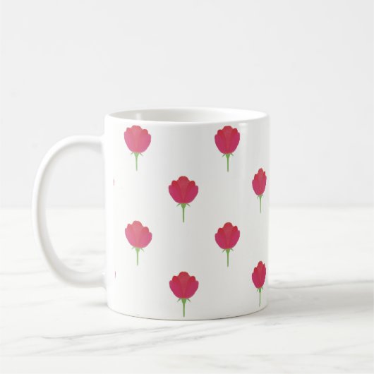 Pretty Pink tulip pattern コーヒーマグカップ (左)