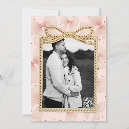 Pretty Pink Tulle Bow & Gold Confetti Baby Shower 招待状 (裏面)