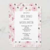 Pretty Pink White Floral Bridal Shower 招待状 (正面/裏面)