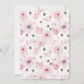 Pretty Pink White Floral Bridal Shower 招待状 (裏面)