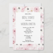 Pretty Pink White Floral Bridal Shower 招待状 (正面)